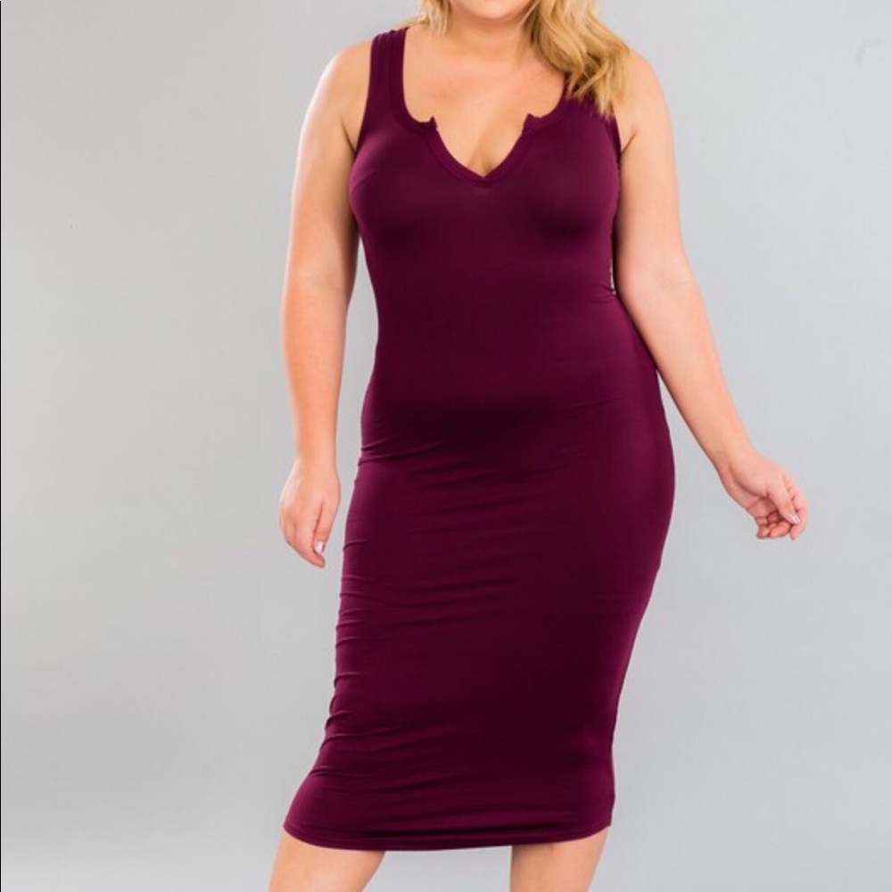Plus Size Spilt Neck Dress